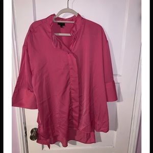 Hot Pink Tunic Button Down Blouse (Sz XXL)